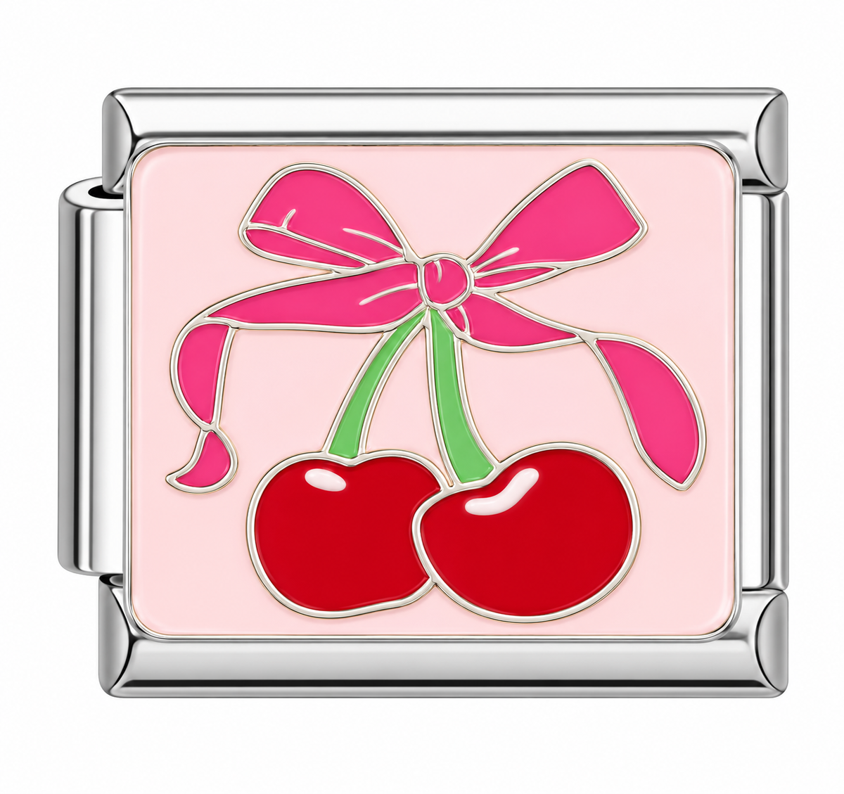 Charm cereza lazo rosa