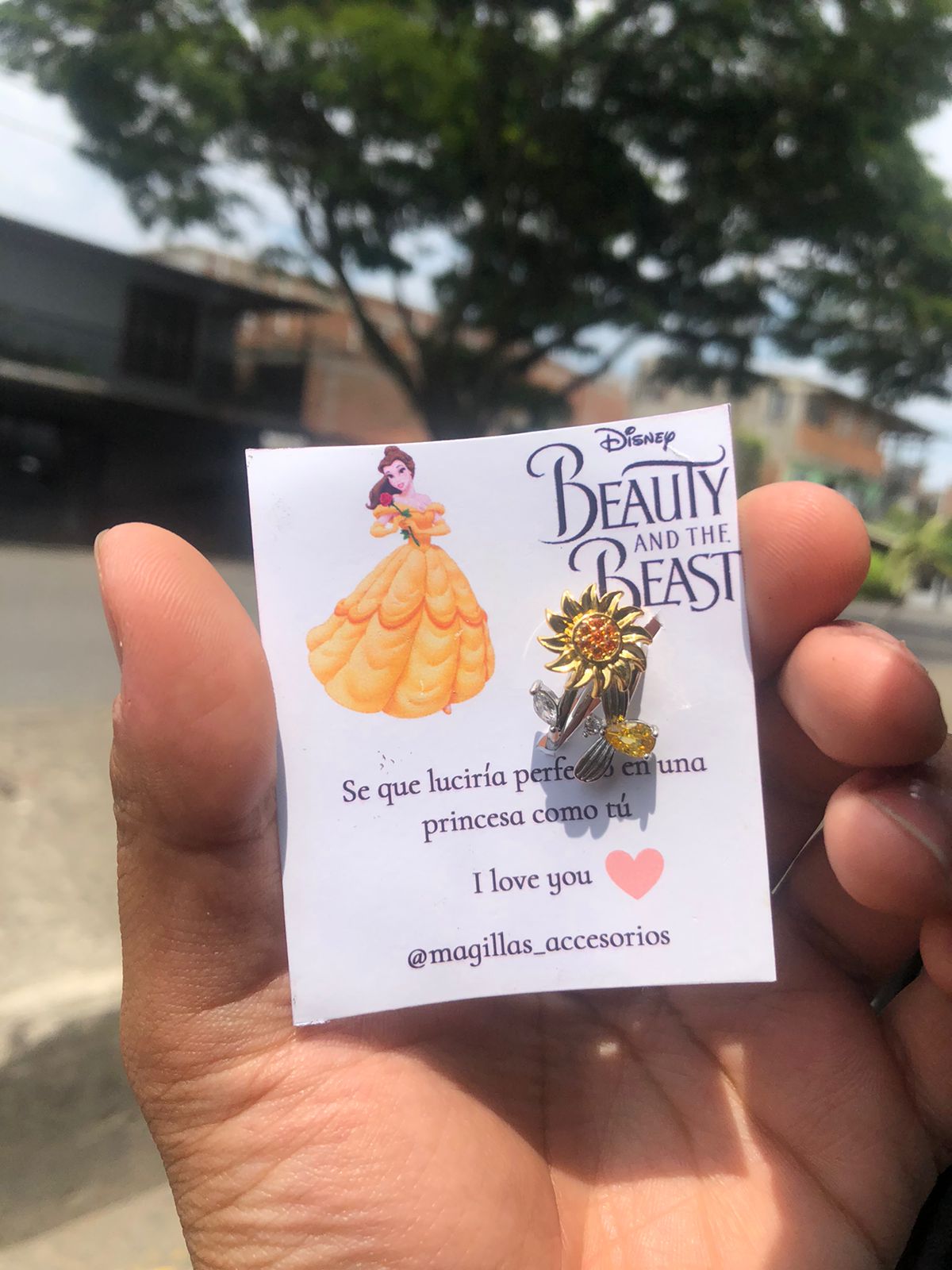 Anillo girasol giratorio