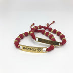 Pulseras esclava Magillas de acero inoxidable en color rojo y dorado, personalizables con grabado.